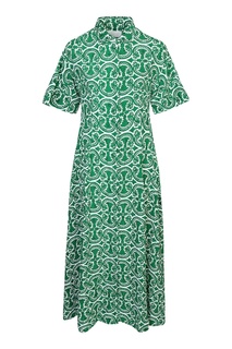 Зеленое платье-макси с узорами Jil Sander