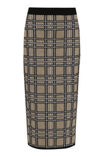 Бежевая трикотажная юбка из шерсти в клетку Antonio Marras