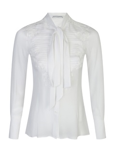 Белая шелковая блузка с завязкой Ermanno Scervino