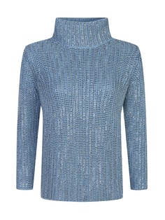 Голубой свитер с отделкой кристаллами Ermanno Scervino