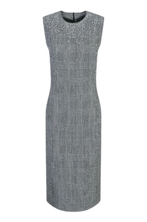 Серое платье в клетку с кристаллами Ermanno Scervino