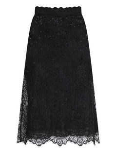 Черная юбка из кружева с кристаллами Ermanno Scervino