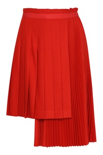 Красная юбка с асимметричной плиссировкой Ermanno Scervino