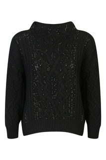 Черный свитер со стразами Ermanno Scervino