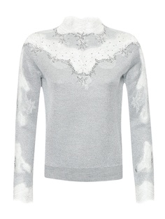 Серая водолазка с кружевной отделкой Ermanno Scervino