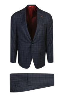 Костюм из шерсти с бордовой подкладкой Isaia