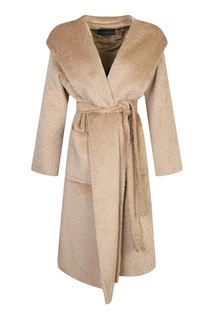 Мягкое бежевое пальто с капюшоном Marina Rinaldi