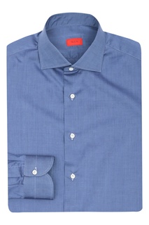 Классическая синяя рубашка из хлопка Isaia