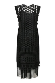 Черное платье с кружевной отделкой Marina Rinaldi