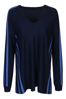 Темно-синий пуловер с контрастной отделкой Marina Rinaldi