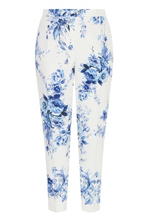 Белые брюки с цветочным принтом Marina Rinaldi