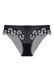 Черные трусы с цветочной вышивкой La Perla