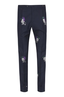 Темно-синие брюки с узорами Pt01
