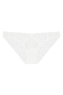 Белые шелковые трусы с кружевом La Perla