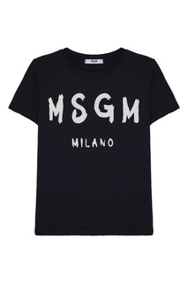 Темно-синяя футболка с логотипом Msgm