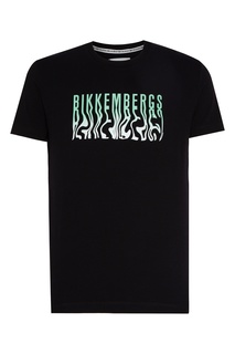 Черная футболка с двухцветным логотипом Dirk Bikkembergs