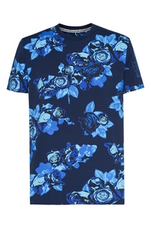 Синяя футболка с цветочным принтом Dirk Bikkembergs
