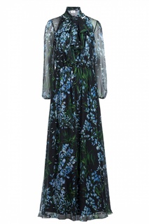 Шелковое длинное платье с цветочным принтом Blumarine