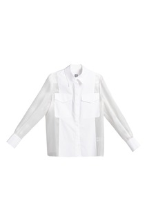 Белая комбинированная рубашка из шелка и хлопка JM Studio