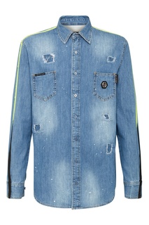 Голубая джинсовая рубашка Philipp Plein