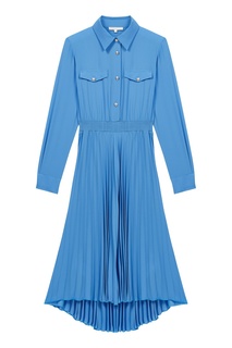 Голубое платье-рубашка с плиссировкой Maje