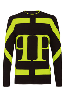 Черный пуловер с логотипом Philipp Plein
