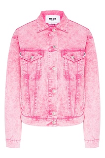 Куртка из вареного розового денима Msgm