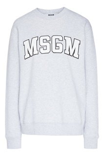 Серый меланжевый свитшот с логотипом Msgm