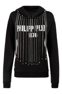 Черное худи с цепями Philipp Plein