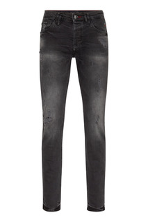 Серые джинсы с потертостями Philipp Plein