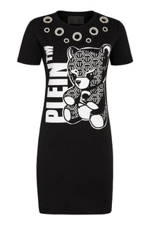 Черное мини-платье с декором Philipp Plein