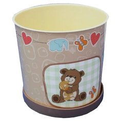 Горшок VesnaDecor Бурый мишка 0.8л. с поддоном бежевый