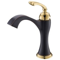 Смеситель для раковины (умывальника) Timo Unari 7501/04F Black-Antique однорычажный черный антик/золото