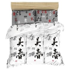 Постельное белье 2-спальное Василиса Символ благополучия, бязь серый/белый