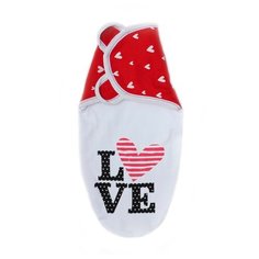 Многоразовые пеленки Крошка Я кокон Love 50-62 см белый/красный