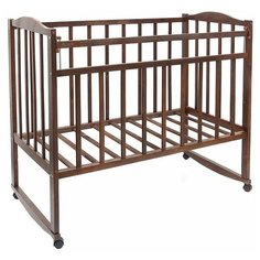 Кроватка Волжская деревообрабатывающая компания Кр1-02м (качалка), на полозьях темный орех