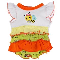 Карапуз Боди с воланами для кукол 40-42 см OTF-1905B-RU бело-оранжевый