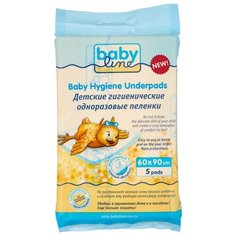 Одноразовые пеленки BabyLine пятислойные с гелевым абсорбентом 90x60 5 шт.