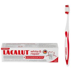 Зубная паста + щетка Lacalut White & Repair + Model Club красно-белая, 75 мл