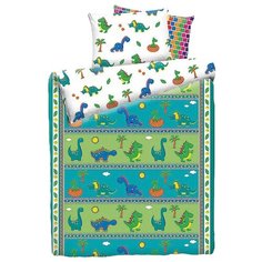 Постельное белье 1.5-спальное Mona Liza Kids Динозавры, бязь зеленый/синий/белый