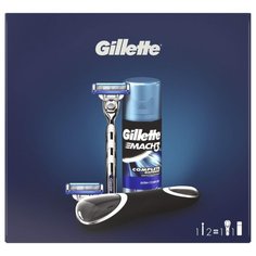 Набор Gillette подарочный: чехол, гель для бритья Extra Comfort 75 мл, бритвенный станок Mach3 Turbo