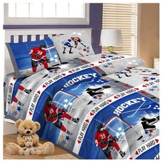 Постельное белье 1.5-спальное Letto Хоккей 50х70 см, перкаль