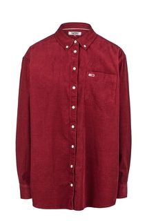 Вельветовая рубашка оверсайз бордового цвета Tommy Jeans