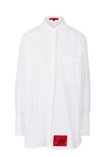Белая рубашка оверсайз с карманом Hugo Boss
