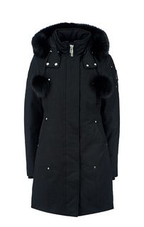 Черная утепленная парка Stirling Parka с отделкой из меха лисы Moose Knuckles
