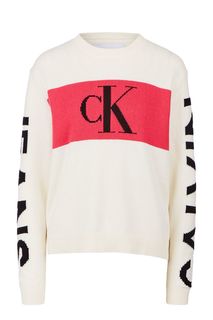 Полушерстяной джемпер с логотипом бренда Calvin Klein Jeans