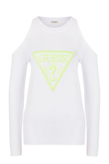 Белый джемпер из вискозы с вырезами на плечах Guess