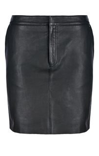 Короткая черная юбка из натуральной кожи Pepe Jeans