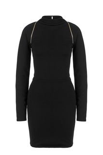 Короткое черное платье с молниями Armani Exchange