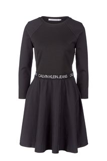 Черное платье с расклешенной юбкой Calvin Klein Jeans